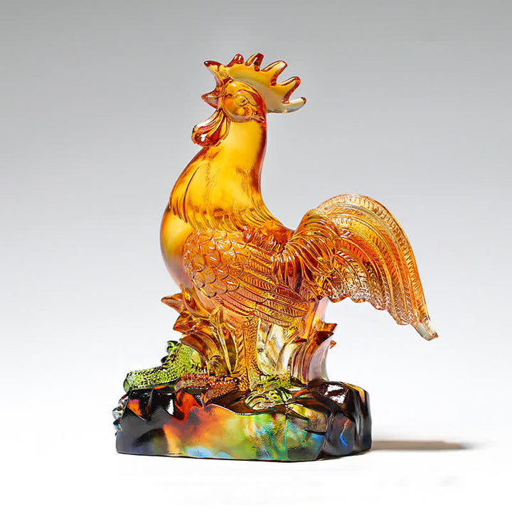 Decorazione per la casa fatta a mano in cristallo Liuli, raffigurante un gallo.