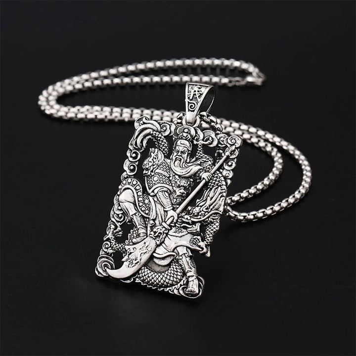 Buddha Stones Guan Gong Drago Nuvole di Buon Auspicio Collana Pendente Ricchezza