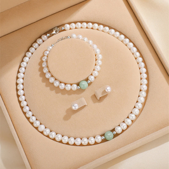 Buddha Stones 925 Sterling Silver Perla Naturale Giada Collana Bracciale Orecchini Guarigione Con Scatola Regalo