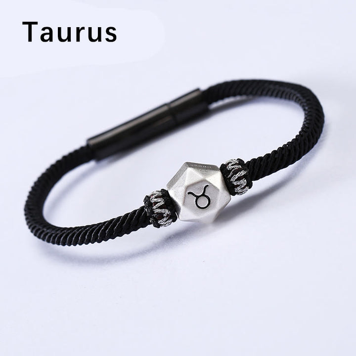 Braccialetto di corda fatto a mano con protezione delle 12 costellazioni dello zodiaco in argento sterling 999 Buddha Stones