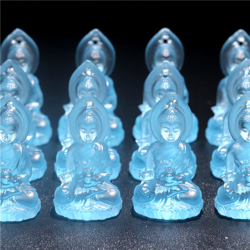 Buddha Stones Buddha Tathagata blu Buddha della medicina Liuli cristallo amuleto della serenità collana pendente - image 14