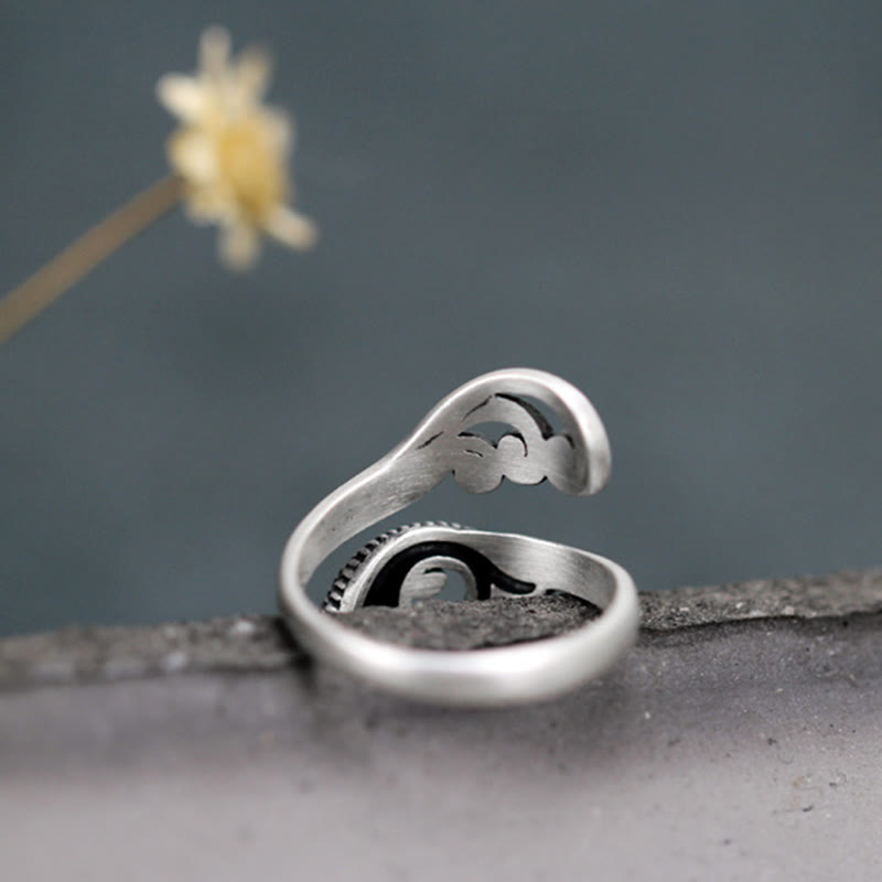 Buddha Stones 925 Sterling Silver Koi Fish Water Ripple Luck Wealth