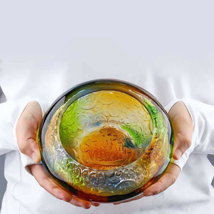 Ciotola del tesoro di cristallo Liuli fatta a mano, lingotti, pezzo d'arte, decorazione per la casa - image 0