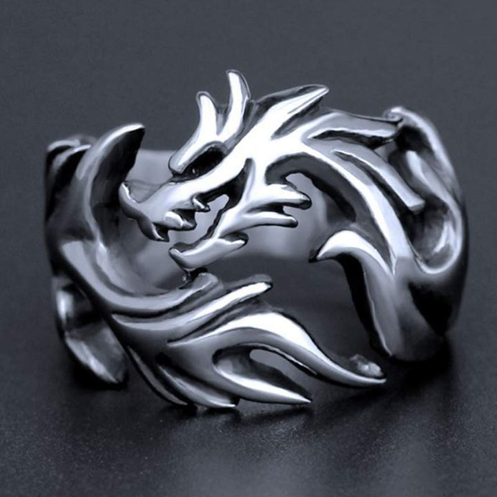 Anello regolabile con motivo a drago Buddha Stones, protezione e forza