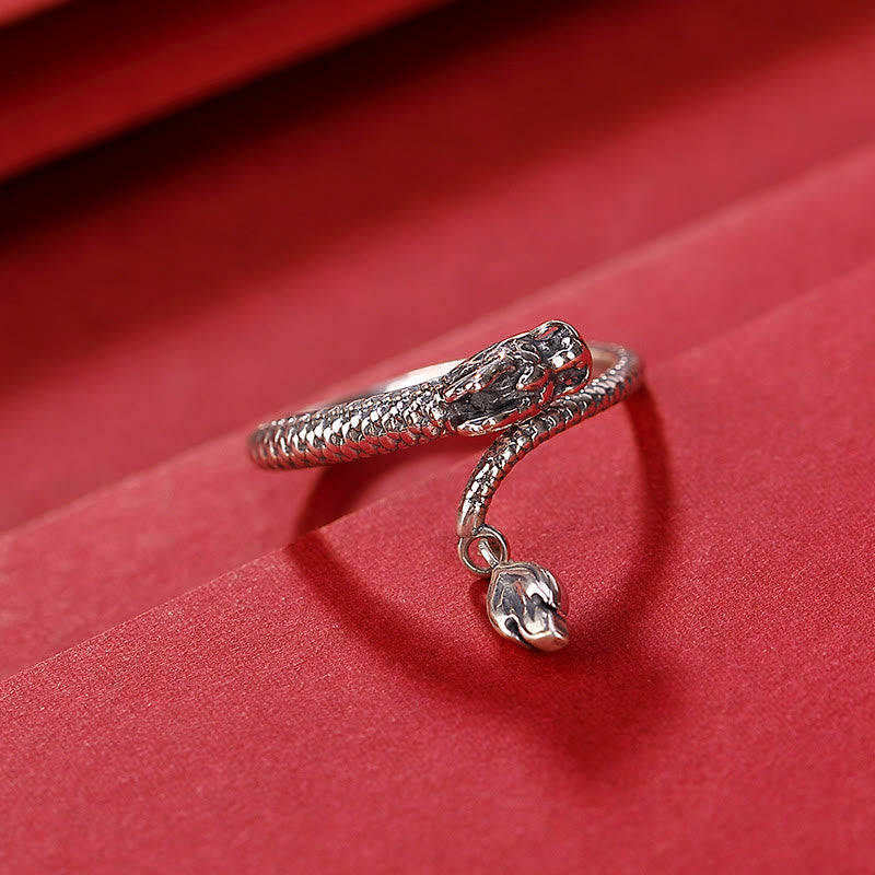 Anello regolabile in argento sterling 925 Buddha Stones, vintage, anno del drago, protezione della fortuna e della forza