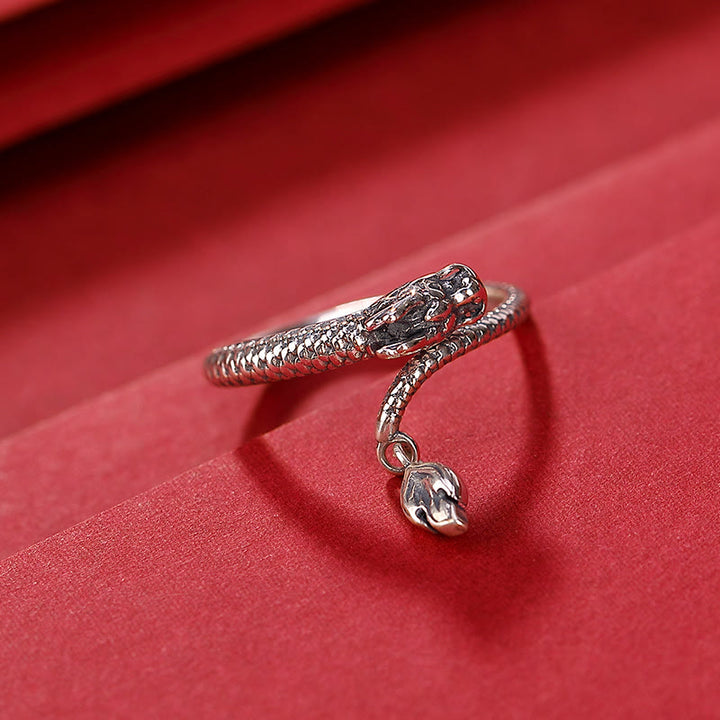 Anello regolabile in argento sterling 925 Buddha Stones, vintage, anno del drago, protezione della fortuna e della forza