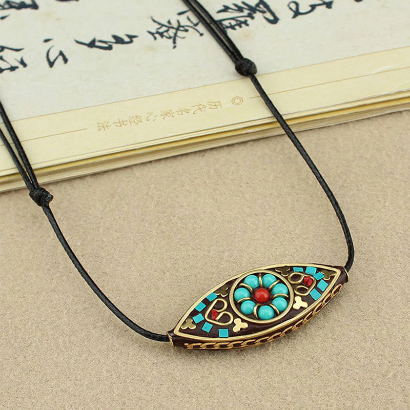Buddha Stones con perline di turchese del Tibet, motivo marquise, protezione e forza