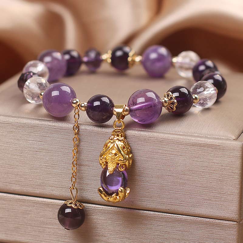 Braccialetto curativo PiXiu in ametista naturale Buddha Stones