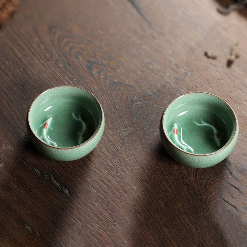 Buddha Stones Koi Fish colorato Tazza da tè in ceramica Kung Fu Tazza da tè Ciotola - image 27