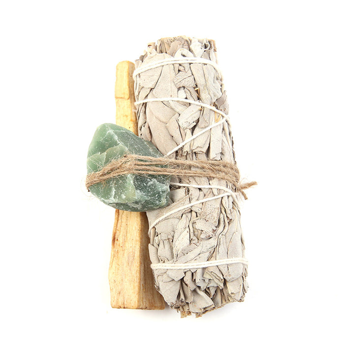 Buddha Stones Palo Santo naturale Ametista Avventurina verde Cristallo Salvia bianca Smudge Purifica Set altare Forniture spirituali