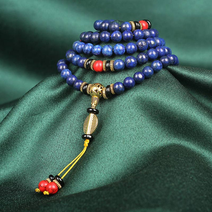 Braccialetto positivo Buddha Stones Tibetan Mala Lapislazzuli