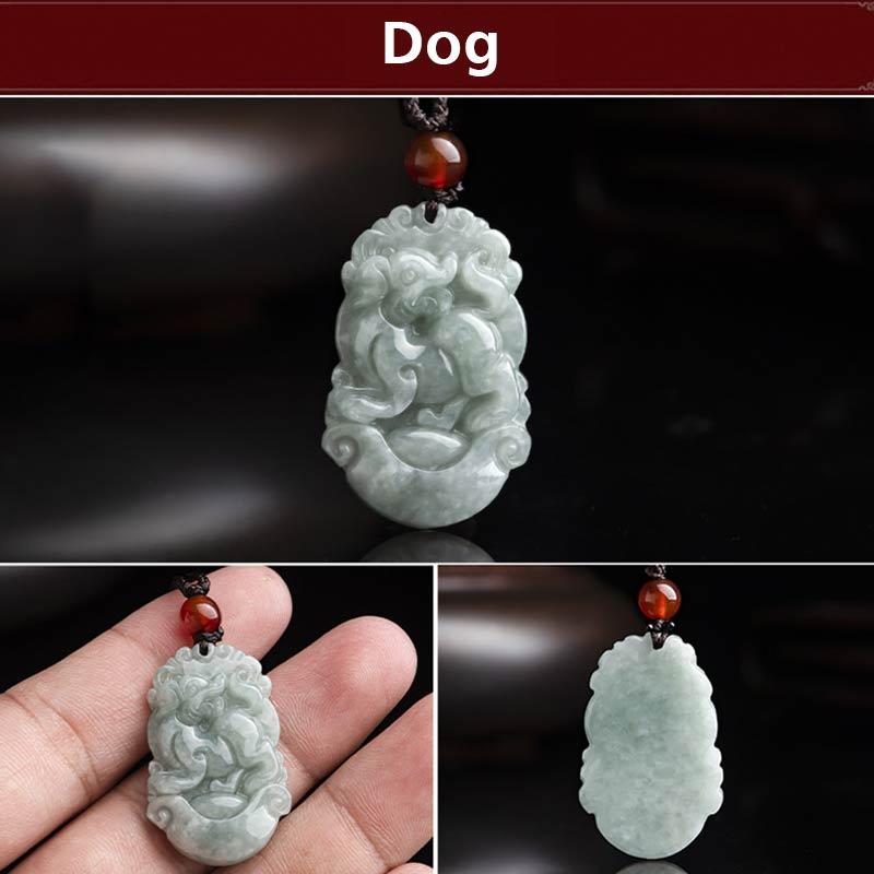 Collana con ciondolo di successo con 12 simboli dello zodiaco cinese in giada naturale Buddha Stones - Cane - image 36