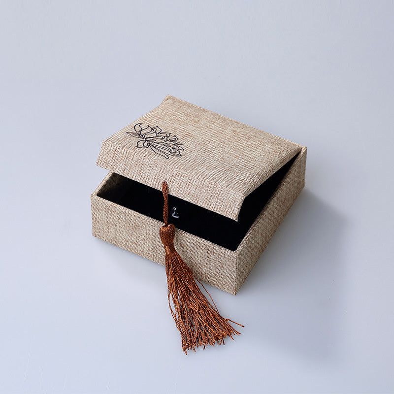 Scatola portaoggetti per gioielli con motivo a loto Buddha Stones , scatola regalo con nappe - Scatola per braccialetti/braccialetti (100*100*38mm) - image 7