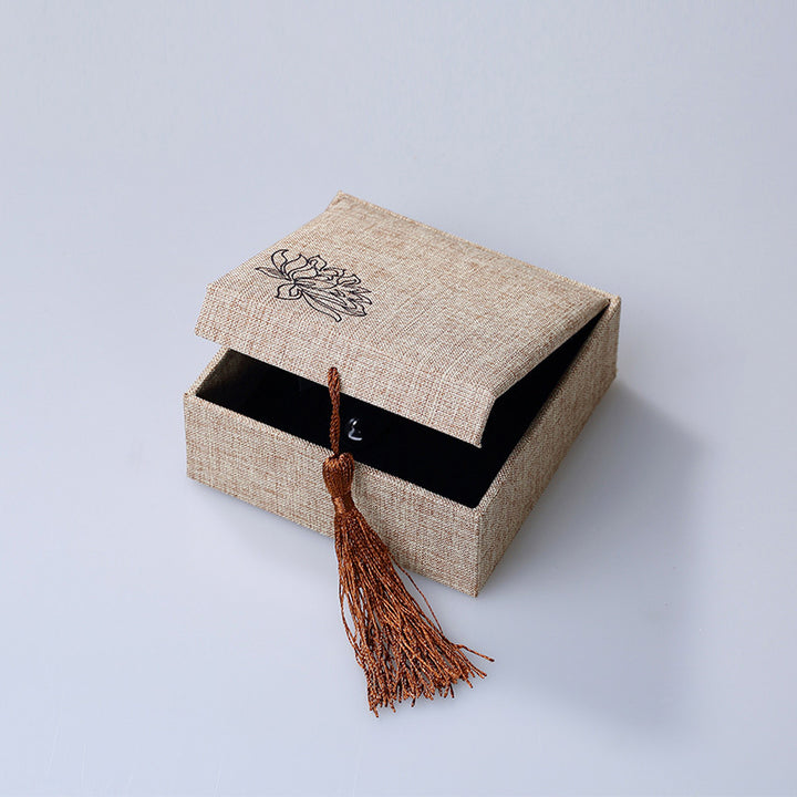 Scatola portaoggetti per gioielli con motivo a loto Buddha Stones , scatola regalo con nappe - Scatola per braccialetti/braccialetti (100*100*38mm) - image 7