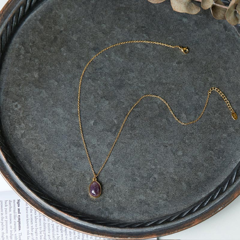 Collana con ciondolo di benedizione in quarzo rosa, ametista, avventurina verde naturale Buddha Stones