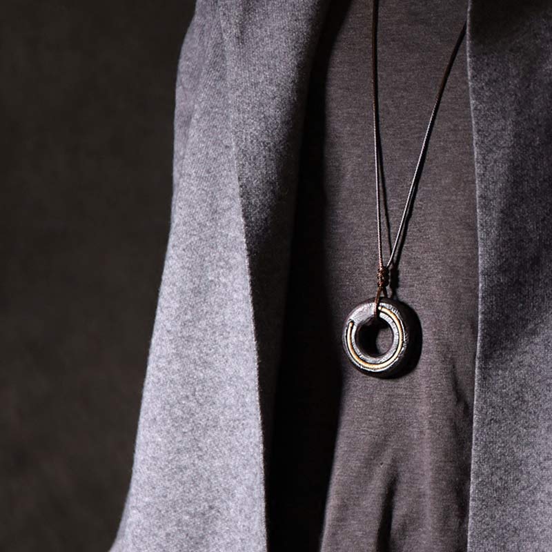 Collana con ciondolo in legno di ebano, cerchio zen, Buddha Stones , pace e calma - image 3