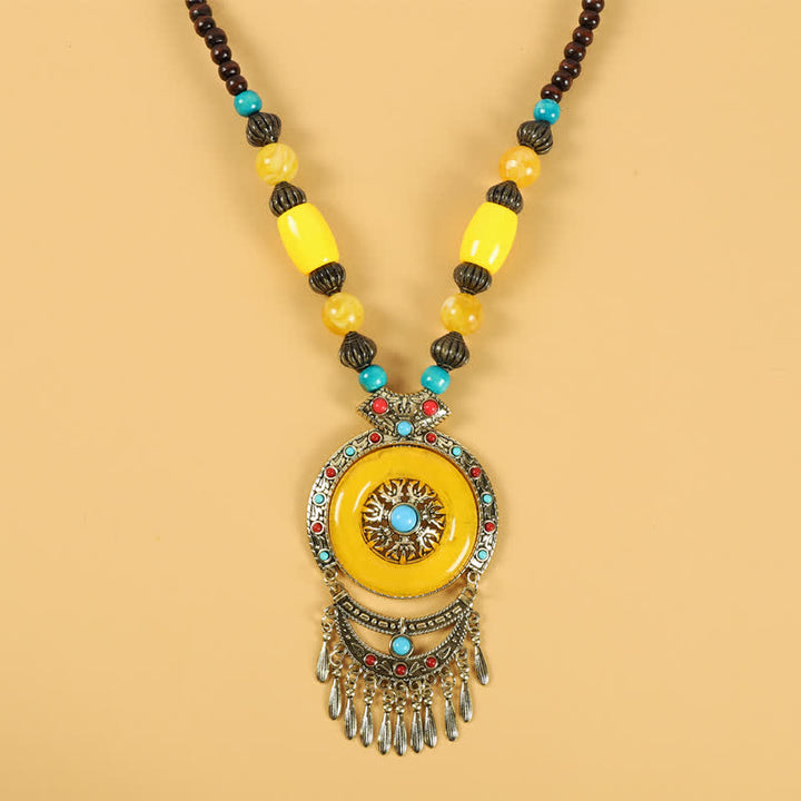 Perline retrò tibetane con nappa per capelli, accessori per capelli - Nappe rotonde - Giallo - image 10