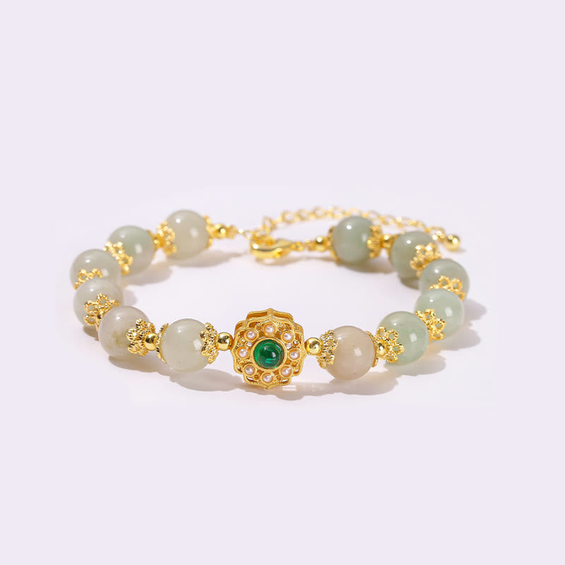 Braccialetto a catena con perline di giada naturale Buddha Stones Prosperity