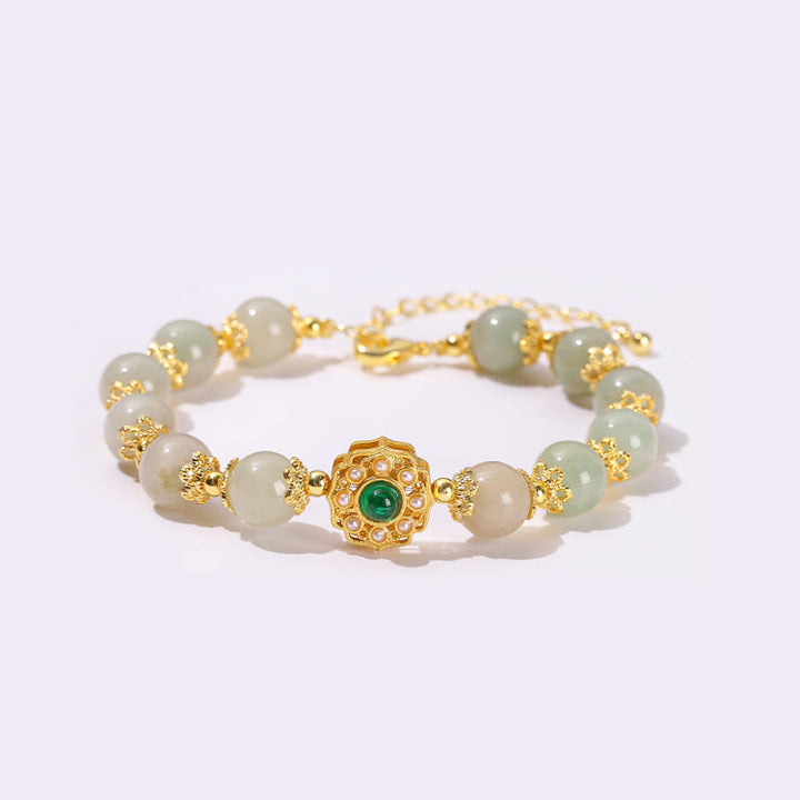 Braccialetto a catena con perline di giada naturale Buddha Stones Prosperity