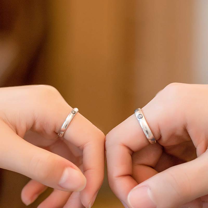 Anello di coppia di benedizione del Buddha Buddha Stones in argento sterling 925, zodiaco cinese, natale - image 5