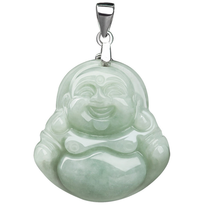 Collana con Buddha Stones in argento sterling 925 con ciondolo a forma di Buddha che ride e giada - image 8