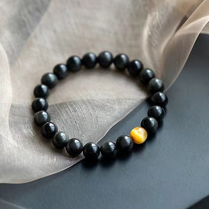 Braccialetto Buddha Stones Natural Rainbow Obsidian Tiger Eye Positive Love