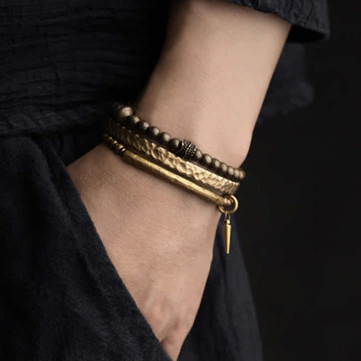Bracciale rigido con polsino in pietra lavica e rame Balance