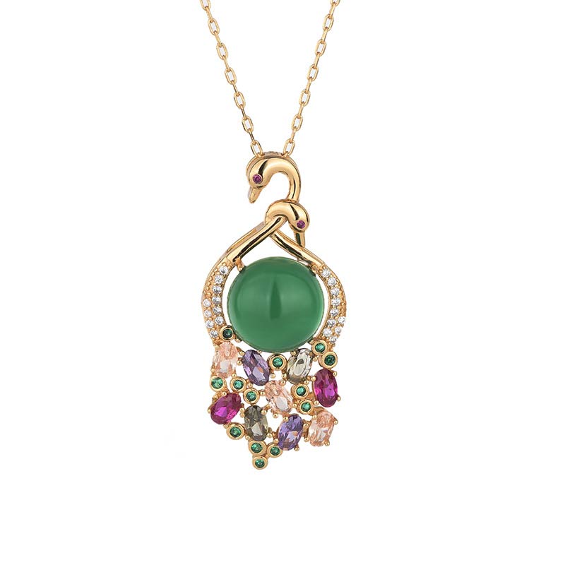 Collana con ciondolo a catena in giada ciano Buddha Stones