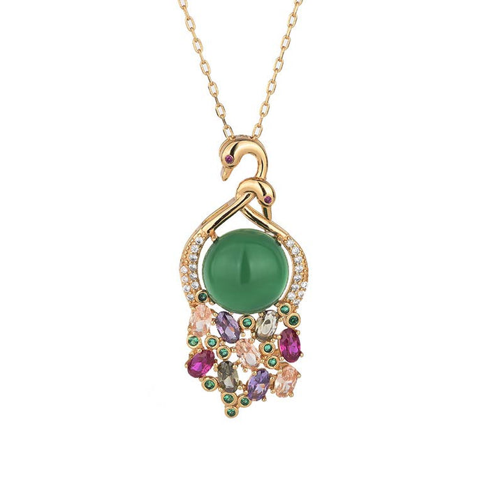 Collana con ciondolo a catena in giada ciano Buddha Stones