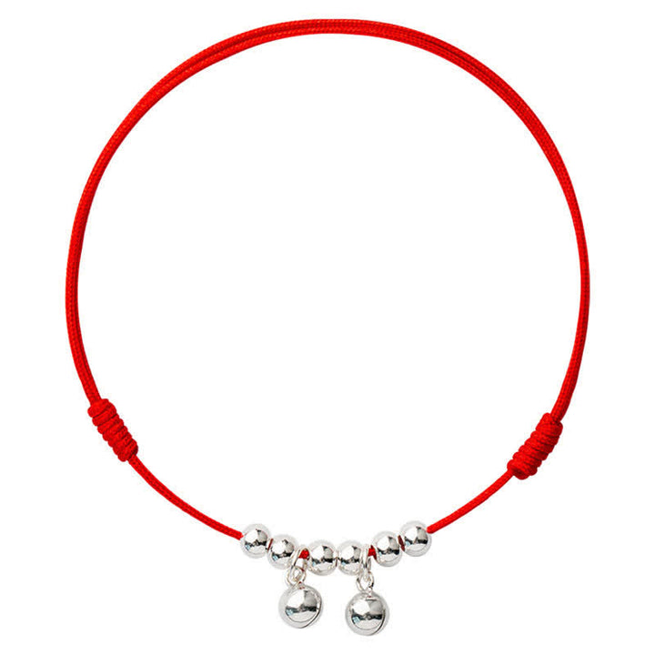 Buddha Stones 925 Sterling Silver Red String Braid Bell Charm Cavigliera