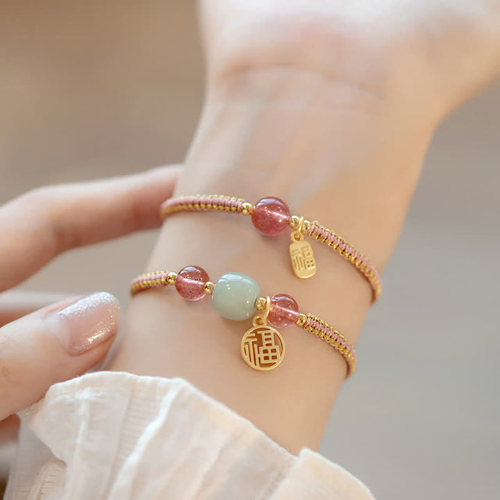 Braccialetto Buddha Stones Red Agate Jade Lotus Confidence Calm String