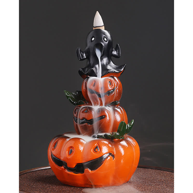 Zucche di Halloween, fantasma, resina, fontana di fumo a riflusso, bruciatore di incenso, decorazione