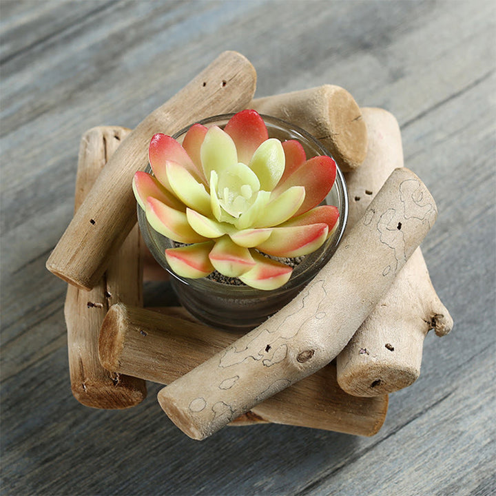 Portacandele in legno con Buddha Stones, decorazione per la casa