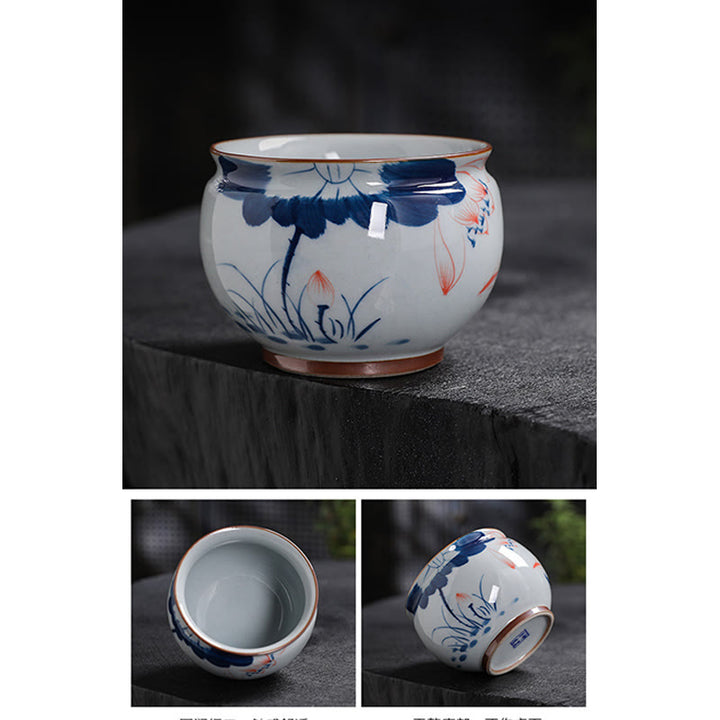 Buddha Stones Fiore di Loto Foglia di Bambù Tazza da Tè in Ceramica Tazze da Tè Kung Fu