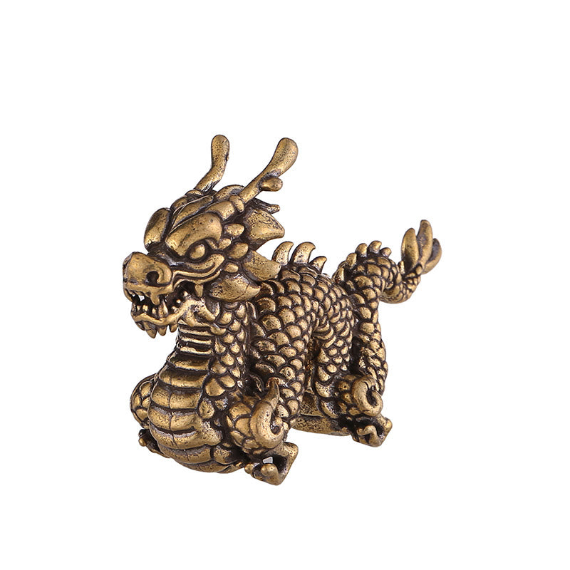 Buddha Stones Anno del Drago Piccolo Drago di Ottone di Buon Auspicio Fortuna Successo Decorazione della Casa