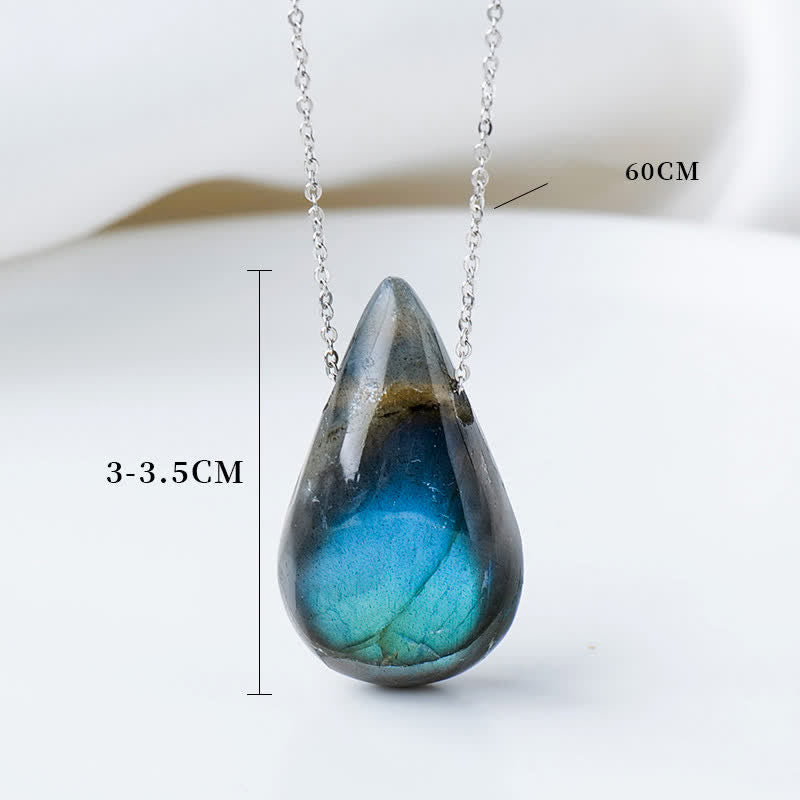 Collana con ciondolo di supporto e guarigione con goccia d'acqua in labradorite Buddha Stones - image 8