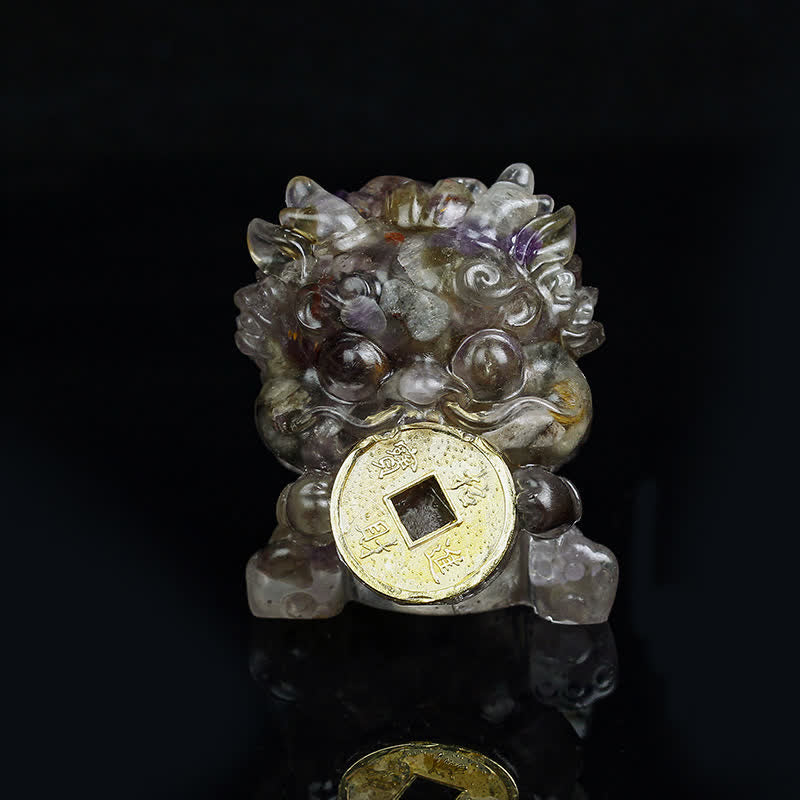 Buddha Stones fatte a mano carine PiXiu moneta d'oro cristallo Fengshui energia ricchezza fortuna decorazione della casa - Auralite23 - image 13
