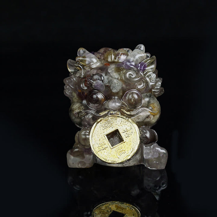 Buddha Stones fatte a mano carine PiXiu moneta d'oro cristallo Fengshui energia ricchezza fortuna decorazione della casa - Auralite23 - image 13