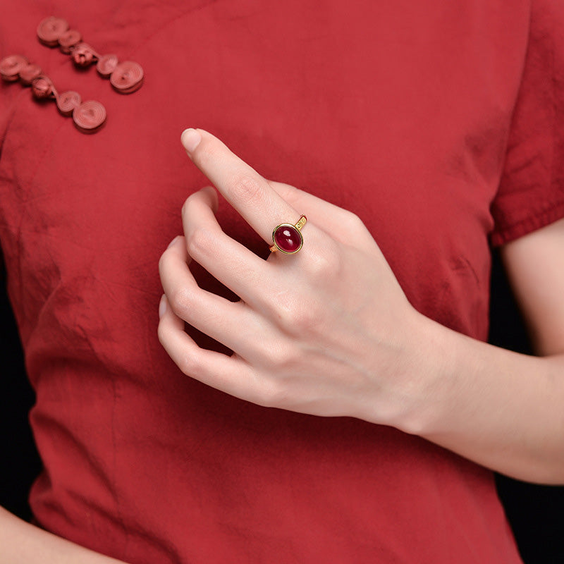 Anello Buddha Stones 925 Sterling Silver Corindone Rosso Coraggio - image 8