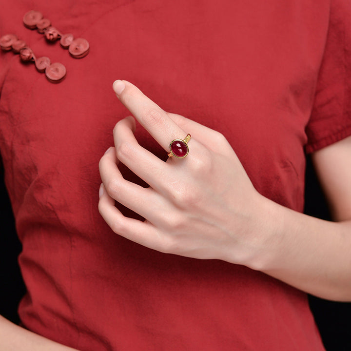 Anello Buddha Stones 925 Sterling Silver Corindone Rosso Coraggio - image 8