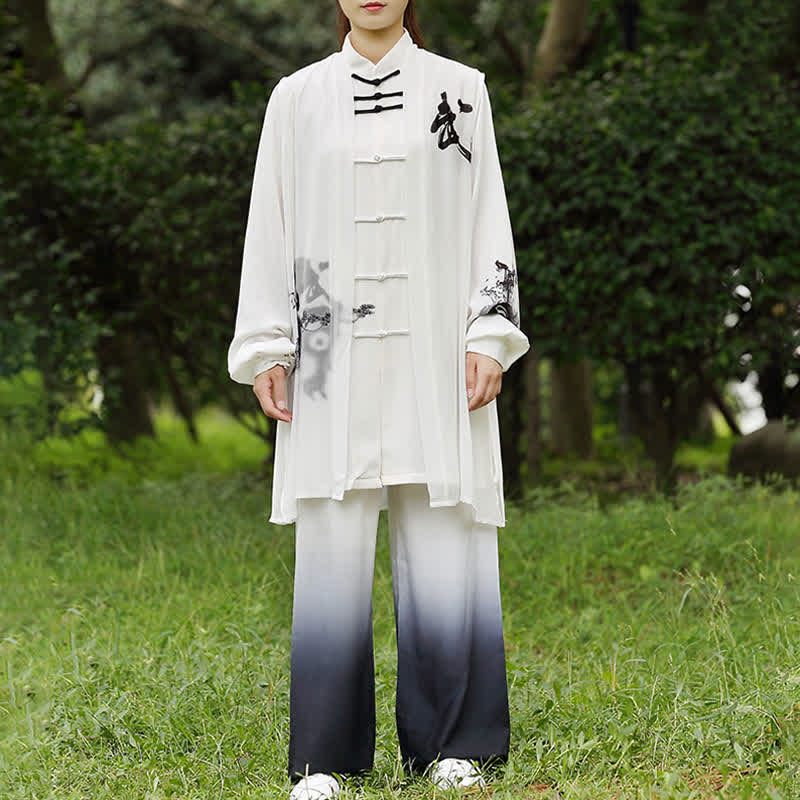 Buddha Stones 3 pezzi Yin Yang Albero Tai Chi Spirituale Zen Pratica Meditazione Preghiera Uniforme Unisex Abbigliamento Set