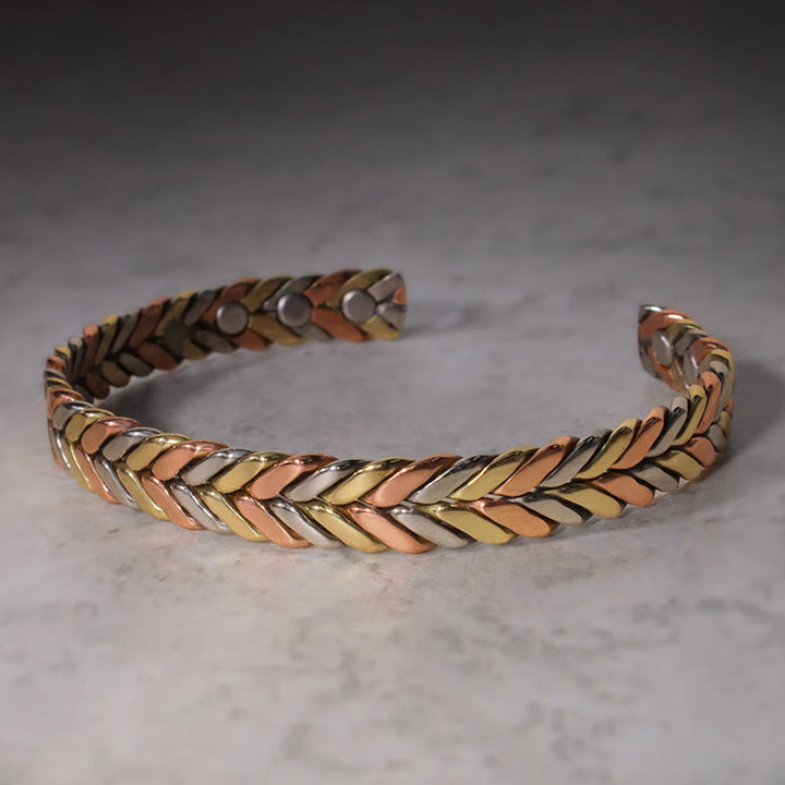 Bracciale rigido regolabile in rame magnetico vintage Buddha Stones