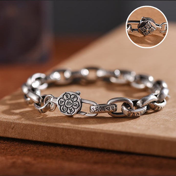 Braccialetto della saggezza inciso in rame con Buddha Stones Om Mani Padme Hum Double Dorje