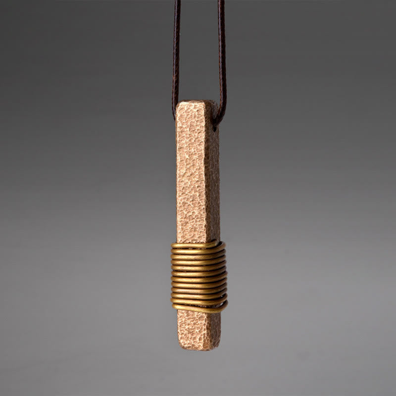 Collana con ciondolo in ottone e rame con design testurizzato vintage, simbolo della ricchezza, Buddha Stones - Rame (Ricchezza♥Fortuna) - image 0