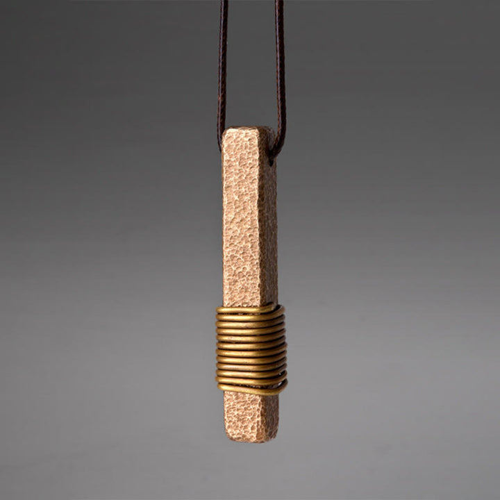 Collana con ciondolo in ottone e rame con design testurizzato vintage, simbolo della ricchezza, Buddha Stones - Rame (Ricchezza♥Fortuna) - image 0