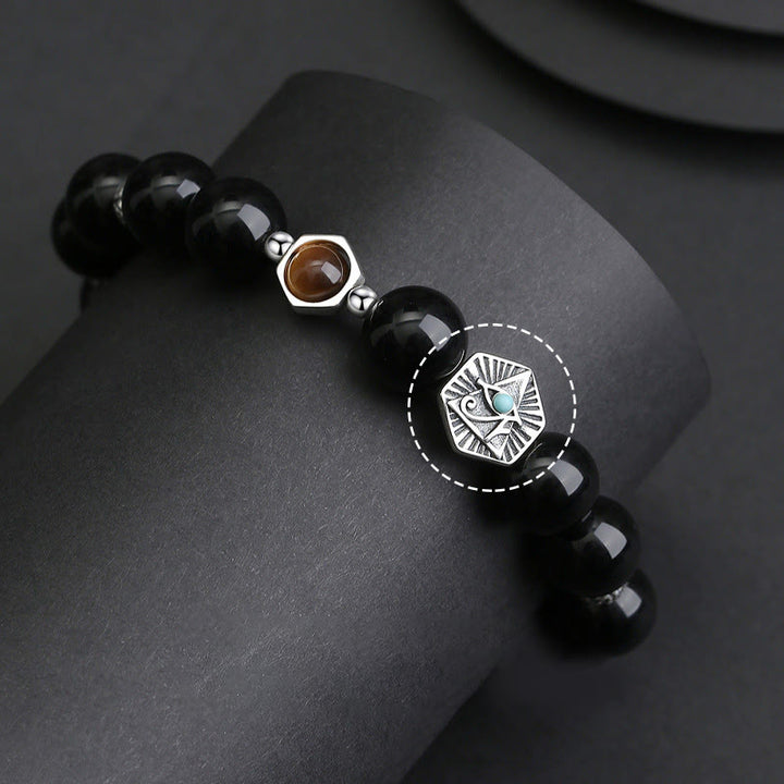 Braccialetto di purificazione Occhio di Tigre Occhio della Provvidenza in Argento Sterling 925 Buddha Stones