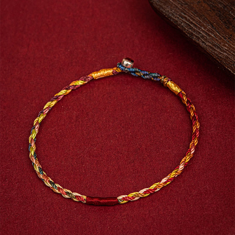 Braccialetto fatto a mano Buddha Stones con filo a cinque colori, per coppie di bambini e adulti