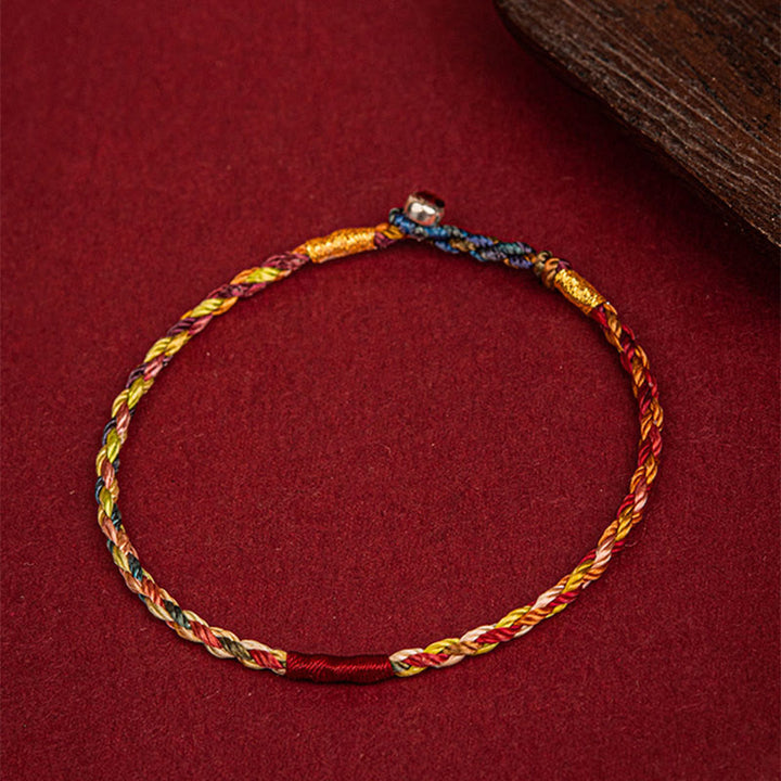 Braccialetto fatto a mano Buddha Stones con filo a cinque colori, per coppie di bambini e adulti