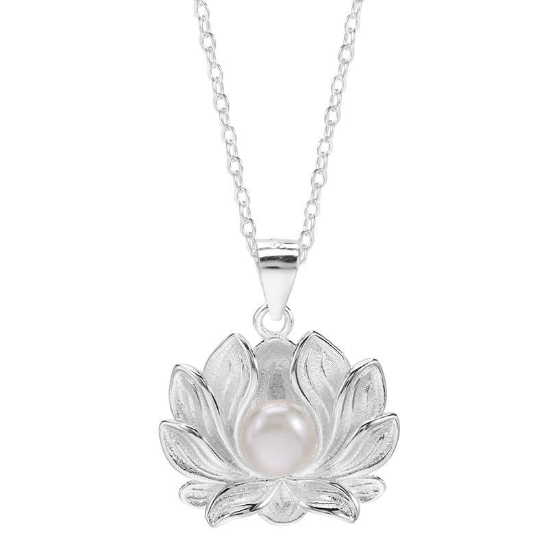 Collana con ciondolo a forma di fiore di loto in argento sterling 925 con Buddha Stones e perle - image 10