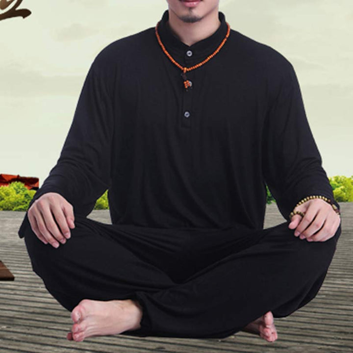 Buddha Stones Meditazione Preghiera Spirituale Zen Tai Chi Pratica Yoga Abbigliamento Uomo Set - Nero - US/UK/AU44, EU54 (3XL) - image 17